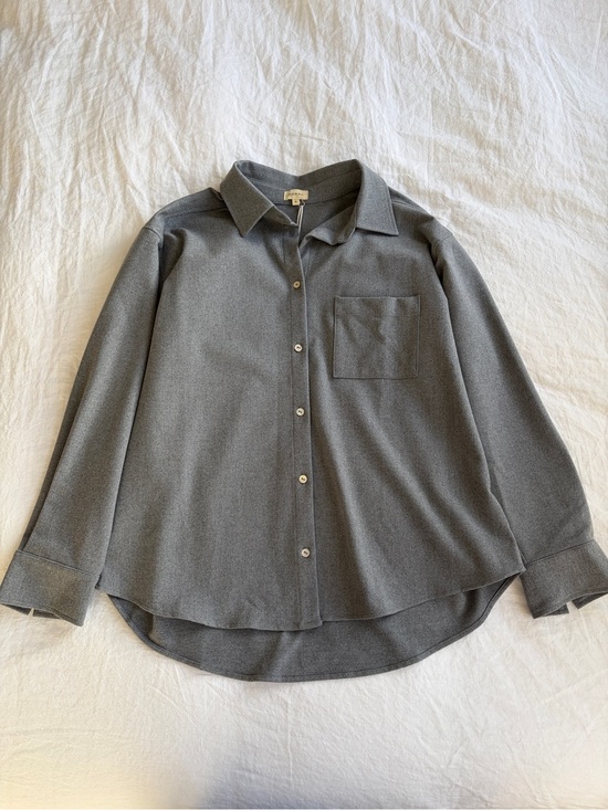 DONNI. Tops - NWT Donni The Flannel Shirt Collar Pocket Button Down Up Jacket Heather Grey